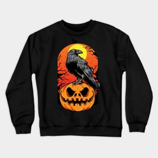 Halloween crow and pumpkin Crewneck Sweatshirt